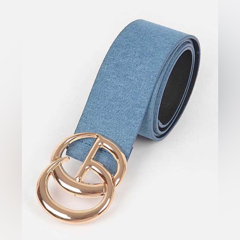 Plus Size Denim Logo Statement Belt - Picture 2 of 5